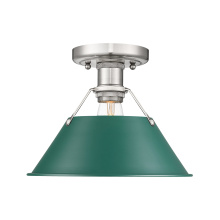Golden 3306-FM PW-GN - Yep by Golden Lighting Orwell 1-light Flush Mount in Pewter and Pine Green shade